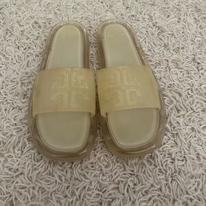 Tory Burch Clear/beige Bubble Slides